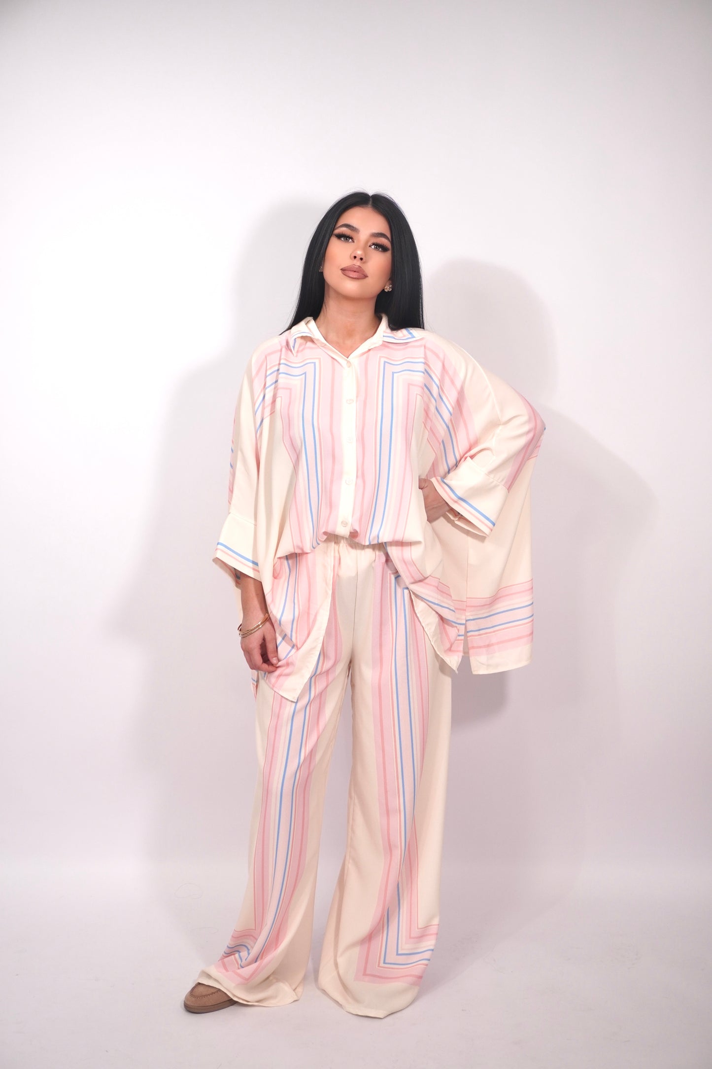 Ensemble rayure blanc et rose