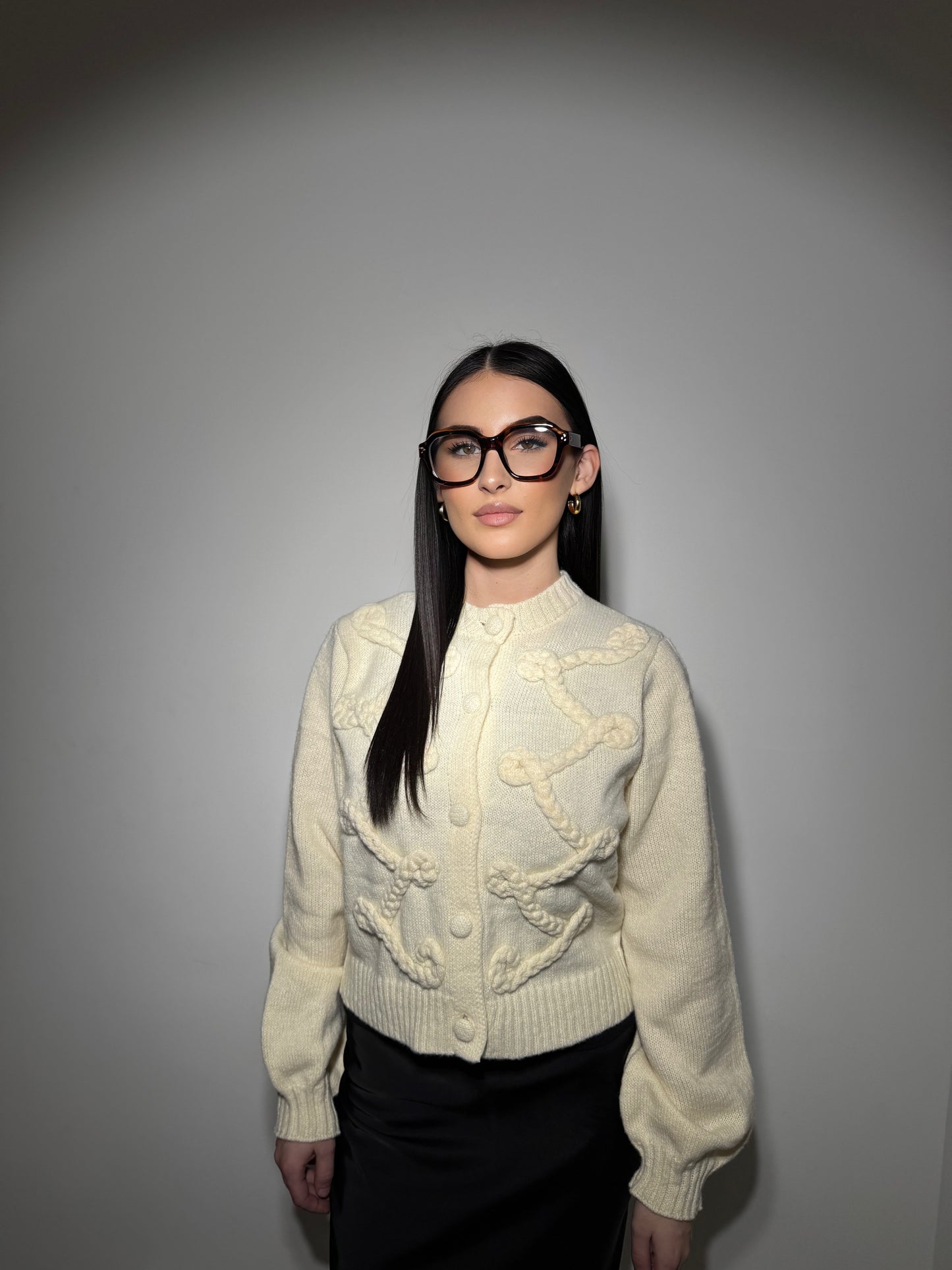 Cardigan torsadé boutonné