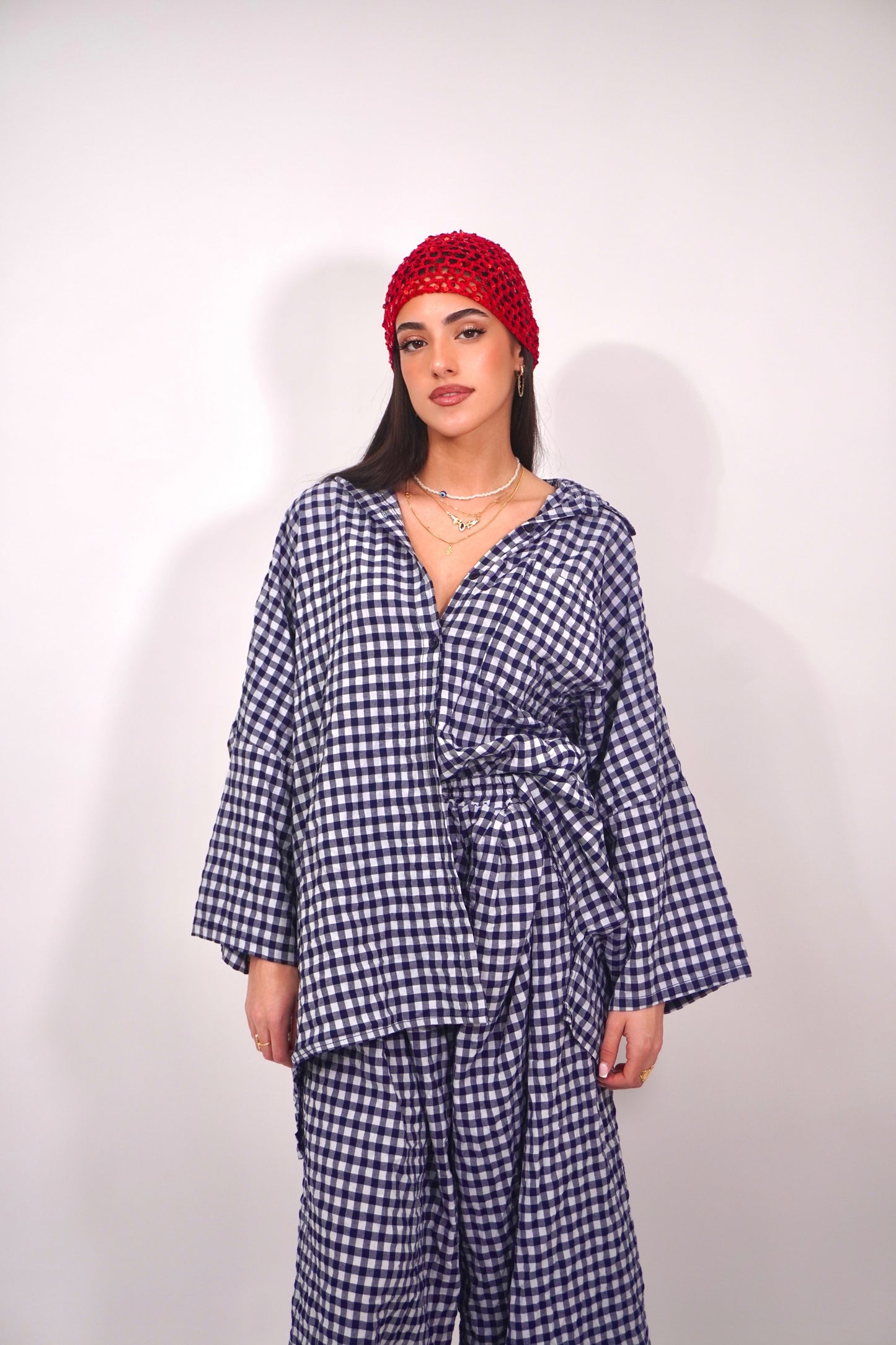 Ensemble bleu a carreaux