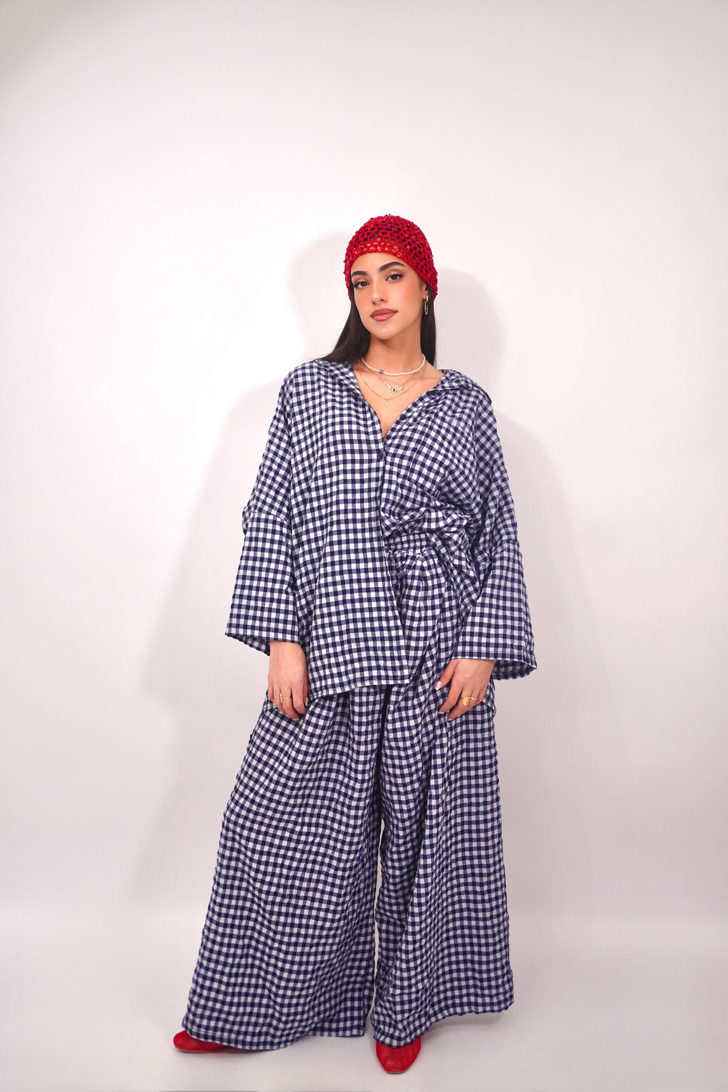 Ensemble bleu a carreaux