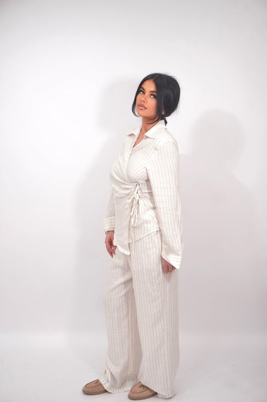 Ensemble rayure beige